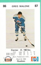 (1) GREG MALONE  1986-87 AHL FEDERICTON EXPRESS  NM+ CARD  (G2857)