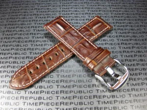 New 22mm Hornback Grain Leather Strap Brown Watch Band Beige for MONTBLANC x1 - Picture 1 of 9