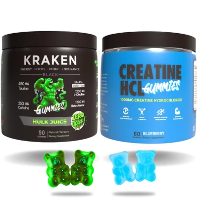 Kraken Preworkout and Creatine Gummies Twin Pack, Caffeine,  Taurine + More - Image 1 of 4