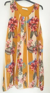 Vestido Floral Azul Vainilla Ocre Rayas Talla M–L - Imagen 1 de 6