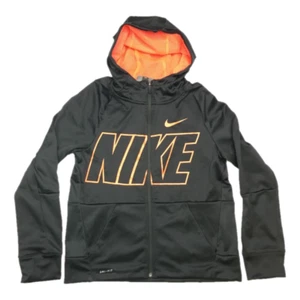 Nike Therma Black Orange Crush Graphic Full Zip Hoodie Boys Youth XL Brand New - Picture 1 of 9