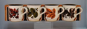 Set 4 pezzi vintage Biltons tazza caffè Ironstone rosso verde foglie stoviglie - Foto 1 di 9