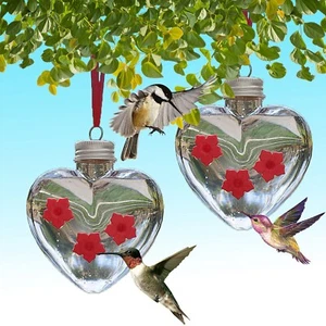 Plastic Heart Shaped Hummingbird Feeder With 3 Feeding Ports Top Filling Device - Picture 1 of 7
