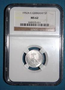 East Germany DDR 5 Pfennig 1952A NGC MS 62 - Picture 1 of 2