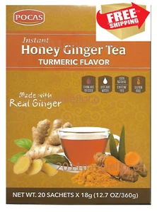 Instant Honey Ginger Tea Turmeric 20 Tea bags Pocas te de curmula miel gengibre - Picture 1 of 2