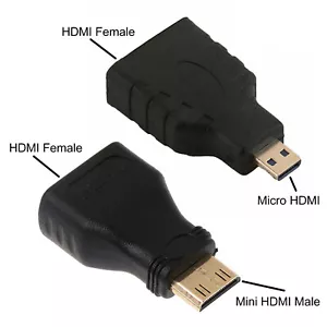 hdmi Female to Micro hdmi Adapter W/Mini hdmi to hdmi Extension Converter - Picture 1 of 9