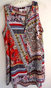 Spence Multicolored Comfy Sleeveless Women’s Blouse With V Neck XL - Picture 1 of 3