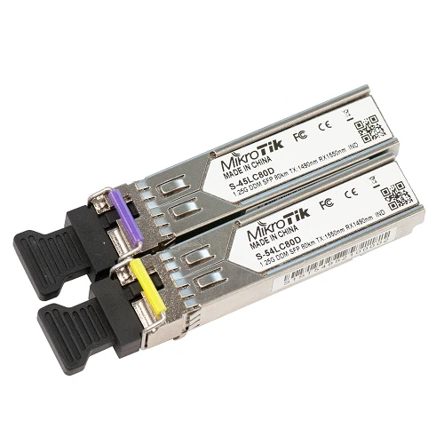 MikroTik S-4554LC80D Pair of SFP 1.25G module for 80km links - Image 1 of 1