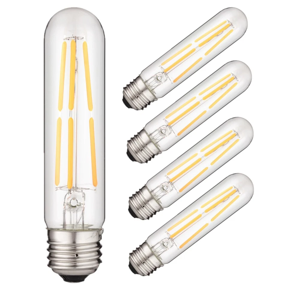 5Pack T10 LED Dimmable Tubular Light Bulb, 6W (40W), 2200K, Filament E26 - Image 1 of 1