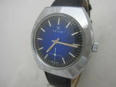 NOS NEW VINTAGE SWISS MECHANICAL HAND WINDING BIG MENS ANALOG REVUE WATCH 1960'S - Image 1 of 4