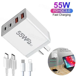 55W 4 Port USB-C PD Type-C Fast Charging Wall Plug USB C Charger Power Adapter - Picture 1 of 19