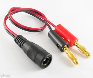 1set 30cm/1Ft Gold Plated 4mm Banana Plug to 2.1x5.5mm DC Female DC Power Cable - Picture 1 of 6