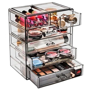 Sorbus Makeup Organizer - Clear Display Storage (4 L, 2 S Drawers - Black Jewel) - Picture 1 of 15