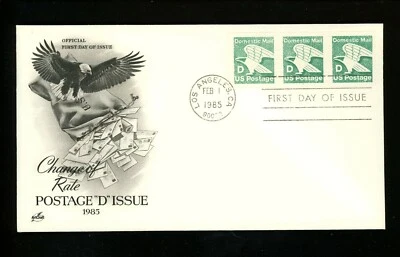 US FDC #2112 Artcraft 1985 Los Angeles CA "D" Eagle PNC Plate # 1 - Image 1 of 2
