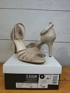 De Blossom Collection Heel Nude Strappy Sparkling Sandals Size 9 New in Box! - Picture 1 of 6