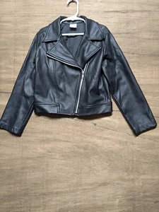Wonder Nation Mädchen Größe 6 6X kurz geschnitten schwarz Kunstleder Motorradjacke - Bild 1 von 7