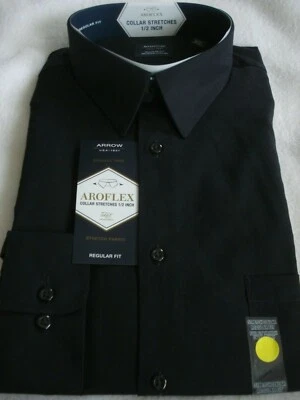 Mens Arrow Dress Shirt Flex Black Size Large  16-16 1/2 32/33 New - Image 1 of 2