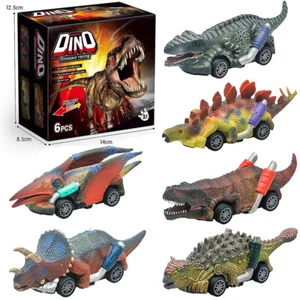 Dinosaur Car Toys 6 Style Jurassic Dinosaur Designed Pull Back Vehicles Kids Gif - Picture 1 of 14