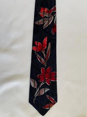 Corbata vintage retro JOHNNY CARSON corbata flores rojas Foto 1 de 3