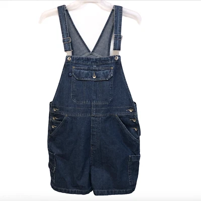 Vintage No Excuses Denim Jean Bib Overalls Shortalls Army Women Shorts Large - Image 1 of 4