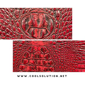 Embossed Leather Crocodile Red, Leather Sheets for Wallets, Bags, Upholstery - Picture 1 of 3