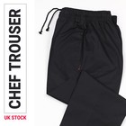 Black CHEF TROUSER Elasticated Waist Catering restaurent Kitchen pub workwear UK
