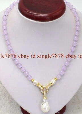 Collar colgante de perlas barrocas Keshi blancas naturales alejandrita púrpura de 20" 8 mm AA Foto 1 de 4