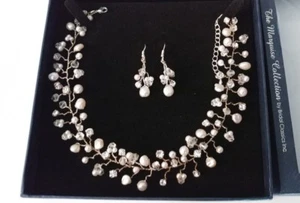 Bridal classics Marquise  Real Pearl & crystal bead Choker & earing set - Bild 1 von 2