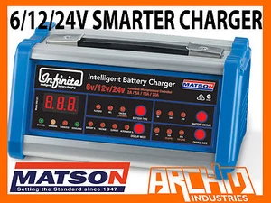 MATSON 6/12/24V INFINITE SMART BATTERY CHARGER SUIT 100AH/OPTIMA/ODYSSEY/AGM - Picture 1 of 2