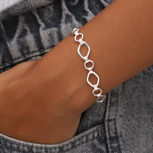 Adjustable 925 Silver Bracelet, Chunky Open Link Chain | Minimalist Jewelry SB03 - Picture 1 of 3