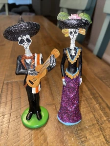 Mexican Day of the Dead Dia De Los Muertos Lady and Man Figurines 5" Mexico - Picture 1 of 6