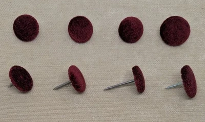 Claret Crushed Velvet Nail Back Upholstery Buttons - Various Sizes Available - Image 1 of 2