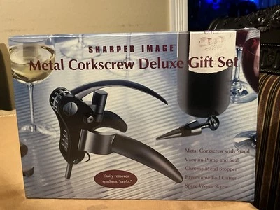 Sharper Image Deluxe Metal Corkscrew Gift Set Vacuum Pump New Sealed - Image 1 of 2