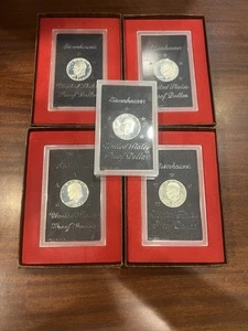 Lot of 5 Eisenhower Silver Proof Dollars 1971–1974 – 4 w/ Boxes, 1 No Box - Picture 1 of 7