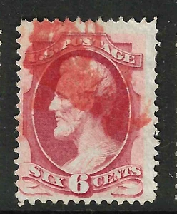 Sc #148 RED Fancy Cancel 6 Cent Lincoln Banknote 1871 US 55B64 - Picture 1 of 2