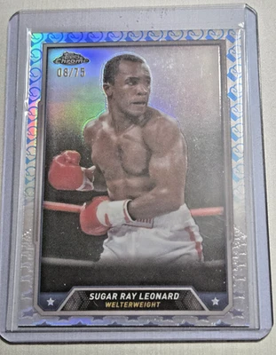 SUGAR RAY LEONARD 2025 Topps Chrome Boxing Glove Logo Refractor #8/75 - Image 1 of 3