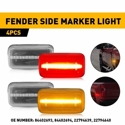 4x Clear Lens LED Side Marker Lamp For GMC Sierra 2500HD 3500HD 15-23 Dually Bed - Imagem 1 de 4
