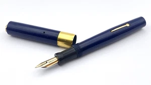 VINTAGE MOORE L84 FOUNTAIN PEN IN DARK BLUE FULL FLEXIBLE 14K EXTRA FINE NIB USA - Picture 1 of 14