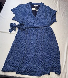 Liz Claiborne Blue Stretch Tie Dress 5x - Picture 1 of 9