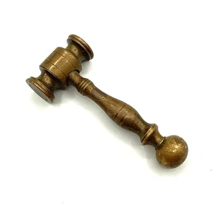 Vintage Brass Gavel Auctioneer Gavel Paperweight - Picture 1 of 11