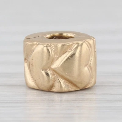 Authentic Pandora 750243 Heart Clip Bead Charm 14k Gold ALE - Image 1 of 4