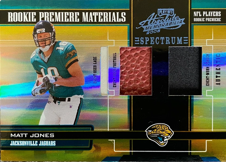 Camiseta deportiva de los Jaguars 3/75 Matt Jones #223 2006 Rookie Premiere Materials y juego usada Foto 1 de 1