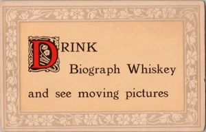 Vtg Postcard Drink Biograph Whisky See Moving Picture Distillery Pre Prohibition - Picture 1 of 2