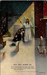 Ora Pro Nobis Pray for Us Mother Orphan Graveyard Angel Snow Postcard 1918 - Picture 1 of 2