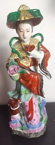 Antique Chinese 14" Figurine Famille Rose Immortal Goddess Magu w/Deer Statue - Picture 1 of 18