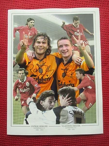 PATRIK BERGER & VLADIMIR SMICER LIVERPOOL LEGENDS HAND SIGNED 12x16 PHOTO - COA - Picture 1 of 4