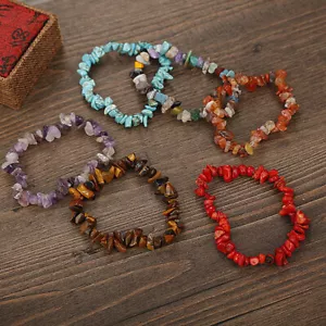 1-10 Pcs Gem Wristbands Natural Crystal Energy Stone Bracelets Color Bracelets - Picture 1 of 43
