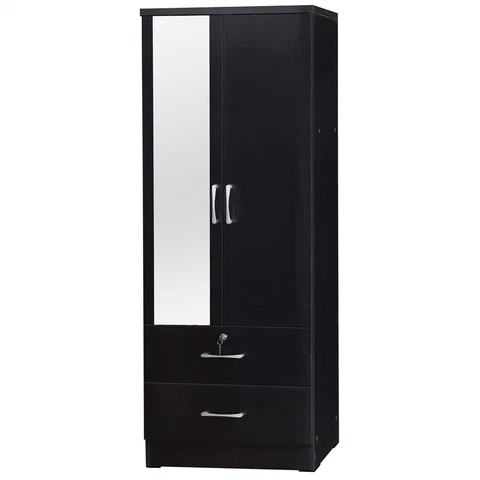Better Home Products Grace Armoire Wardrobe with Mirror & Drawers in Black Cover