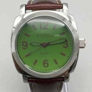 Joan Rivers Classic Watch Women 40mm Silver Tone Green Dial Leather New Battery - Picture 1 of 16