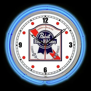 Reloj Doble Neón 15" Pabst Cinta Azul Letrero PBR - Imagen 1 de 4